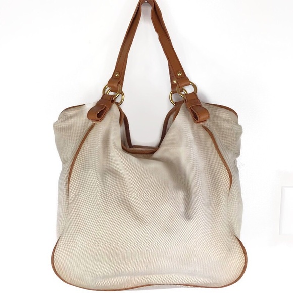 J. Crew Handbags - J. Crew Large Tan Duffel Tote Hobo Slouch Bag